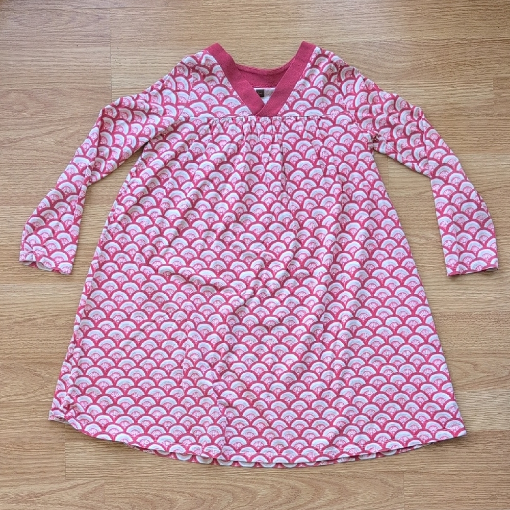 Tea Collection Pink and Cream Fan Design Dress